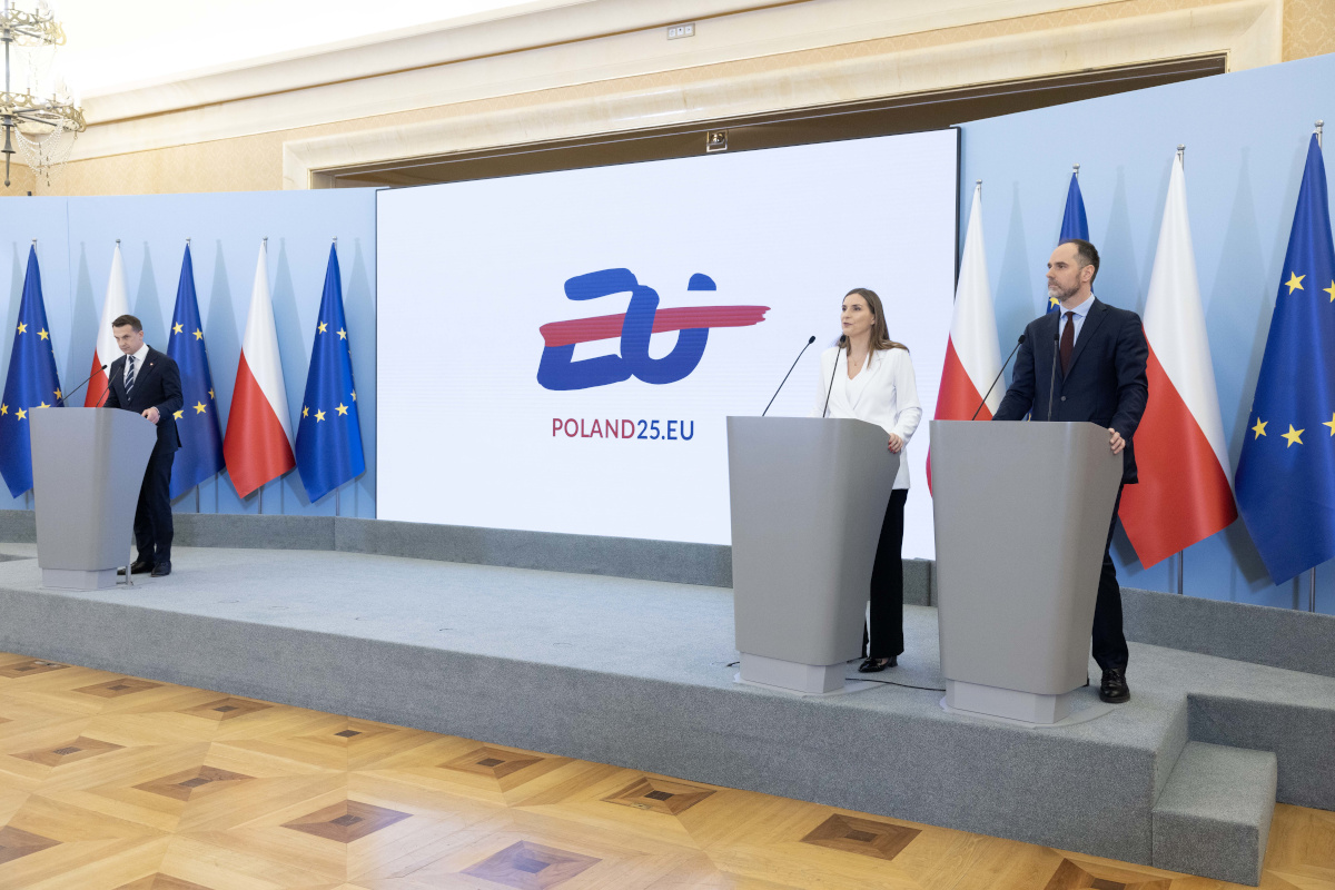 Pressekonferenz über zur polnischen EU-Ratspräsidentschaft 2025