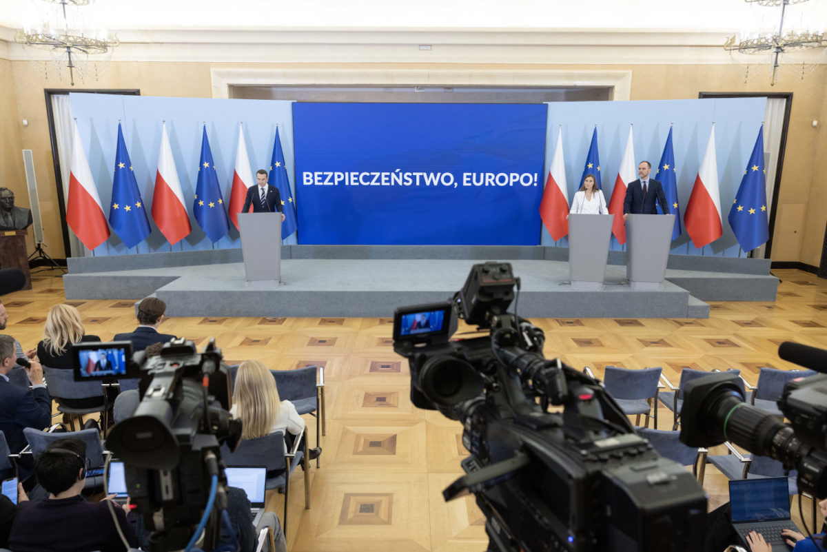 Pressekonferenz über zur polnischen EU-Ratspräsidentschaft 2025